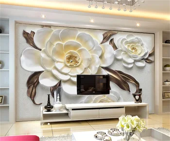 Európai, illetve Amerikai virág megkönnyebbülés hálószoba fali dekoráció festés hotel szerszámok freskó egyéni bármilyen méretű 3D háttérkép freskó