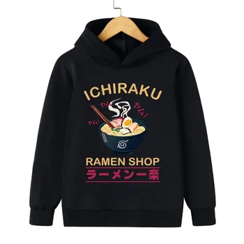 Ichiraku Ramen Shop Nyomtatás Fiúk Streetwear Vicces Rajzfilm Harajuku Kapucnis Felső Hosszú Ujjú Pulcsit Japán Ramen Gyerek Ruha Lányoknak