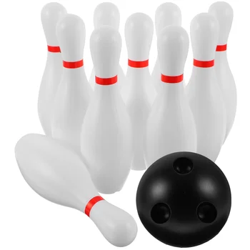 Plasitc Bowling Játék állítani, Szórakoztató Indoor Kültéri Bowling Játék Szülő-Gyermek Interaktív Játék Otthon Iskolában (Fehér)