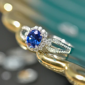 Huitan Trendi Menyasszonyi Esküvői Gyűrű Kék Cirkónia Temperamentum Elegáns Női Kiegészítők Évfordulóján Új Ékszer