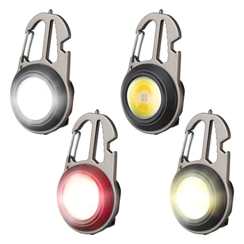 4 Db COB LED-es Mini Zseblámpa 7 világítási Üzemmód Lámpa Kulcstartó Zseblámpa 500 Lumen Fényerejű Zseb Elemlámpa Újratölthető