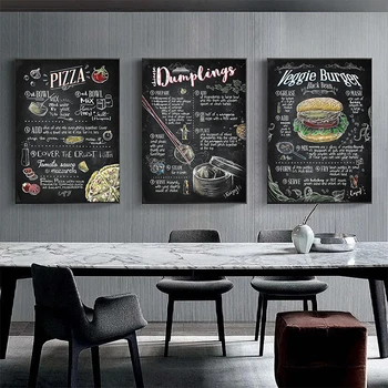 Klasszikus Ínyenc Ételek Kínai Gombóc, Hamburger, Poszterek, Nyomatok Vászonra Nyomtatása Wall Art Kép a Konyha, Étterem Dekoráció