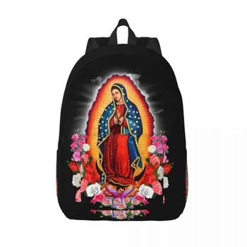 Szűz Mária, A Guadalupe Vászon Hátizsák Nők Férfiak Vízálló College-Mexikói Katolikus Szent Táska Nyomtatás Bookbag