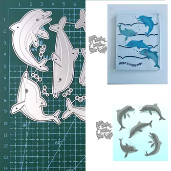 5db Delfin Fém Meghalni Vágás Meghal, Kézzel készített DIY Kártya Scrapbook Clipart Díszítő Papercraft Penész Sablon