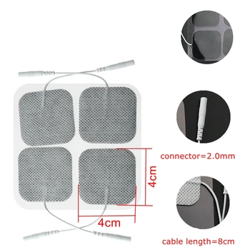 4cm*4cm elektróda pad alacsony közepes frekvencia elektroterápia,Kábel, L=8 cm-es csatlakozó=2,0 mm,10 pack