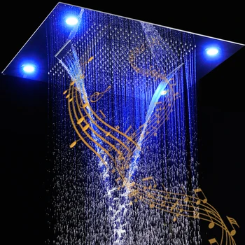 Nagy Méretű zuhanyfej Bluetooth Zene Fürdőszoba Zuhany Panel 600x800mm Eső, Köd Vízesés Függöny 4 Elektromos Funkciók LED