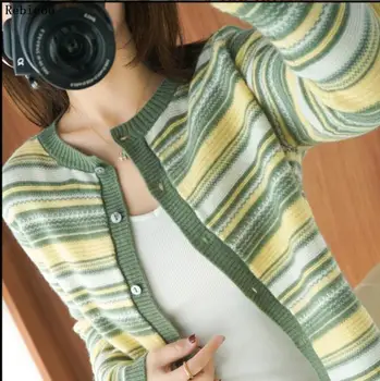 őszi téli csíkos női pulóver túlméretes kötöttáru pullovers pulóver zöld alkalmi női kötött pulóver pulóver