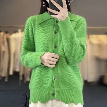 DjzDsm 100% mink kasmír koreai verzió lusta pulóver hajtóka kardigán mink kasmír női őszi-téli divat 2023