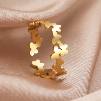 Skyrim Rozsdamentes Acél Arany Színű Pillangó Gyűrű a Nők Esztétikai Nyitva Állítható Gyűrű Esküvői Ékszer Trend Anya Ajándék