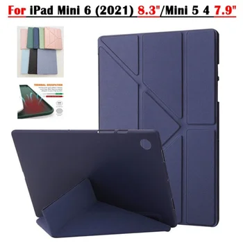 Az iPad Mini 6 5 4 3 2 1 A2568 Divat Multi Összecsukható Y Állni Teljes Borító Puha TPU Tabletta Védő Flip tok Y-Konzol