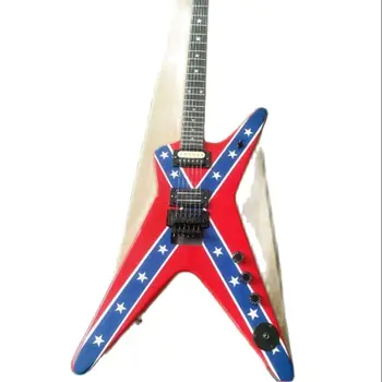 Új szabálytalan elektromos gitár, vörös test, kék csíkos, rózsa fa fingerboard, testre szabható kérésre, ingyenes szállítás