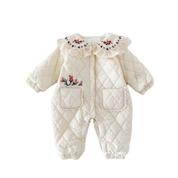 Baba klip pamut 0-2 éves téli kislány koreai változata az aranyos baba gallér hegymászás ruhák bébi rugdalózó
