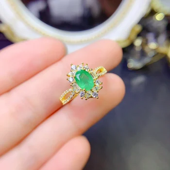 FS 5*7 Természetes, Kiváló minőségű Smaragd Gyűrű Igazi S925 Sterling Ezüst Igazolás Jól Varázsa Esküvői Ékszerek a Nők MeiBaPJ