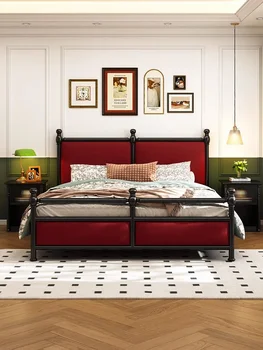 American retro, régi Párizs tömör fa ágy, hálószoba dupla ággyal hercegnő ágy