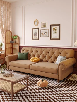 Francia klasszikus szövet kanapé egyszerű, modern fa kanapé