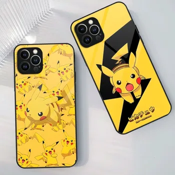 P-Pikachu Telefon Tok Iphone 15 14 12 11 13 Pro Max Mini X 8 Xr Xs 7 Puls Üveg