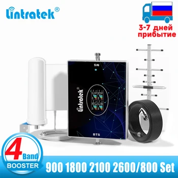 Lintratek 4 Band Mobil Erősítő B20 800 900 1800 2100 2600 MHz-es GSM-2G 3G 4G Oroszország Mobil Telefon Átjátszó Emlékeztető ALC MGC