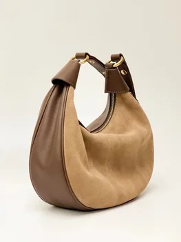 Hiánypótló retro design matt varrás valódi bőr hónalj táska egyszerű divat ingázás sokoldalú félhold táska nyereg táska
