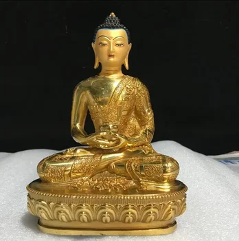 32cm Tibeti kézműves tiszta réz arany Amitabha Buddha-szobor dísztárgy