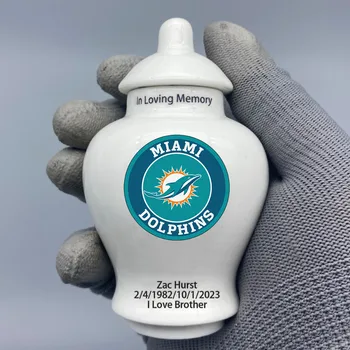 Mini Urna a Miami Dolphins-témájú Logó, Egyedi Urna.Küldd el a név/dátum akarsz, hogy megjelenjen az urna Megjegyzések Üzenet.