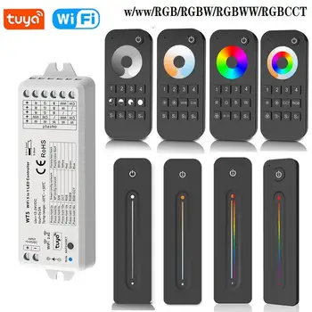 WT5 Tuya 5 az 1-ben Wifi LED Dimmer Vezérlő DC12V 24V RF-4-Zóna Touch Távoli Alexa Vezérlés DIM RGBW RGB CCT LED Szalag Lámpa 
