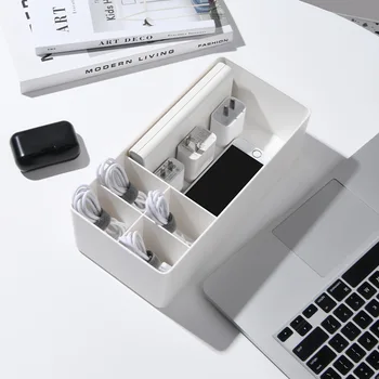 Asztali adatkábel tároló doboz, töltő, fejhallgató kábel válogatás szervezése mezőbe, fiókos, tároló kosár, műanyag