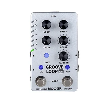 Mooer Groove Hurok X2 Sztereó Looper 14 Save Slot dobgép Pedál 121 Különböző Dob 10 perc Kapacitás sávonként