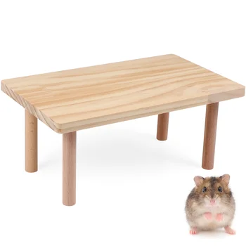 Fából készült Kis Állatok Állni Platform Természetes Fa Asztal Játékok Ketrec Kiegészítő Hörcsög Mókus Csincsilla, Hörcsög,
