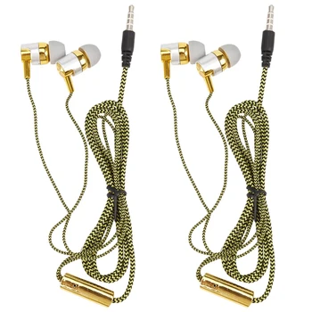 2X H-169 3,5 Mm-es MP3 MP4 Vezetékek Mélynyomó Fonott Zsinór, Universal Music Fejhallgató Búza Wire Control(Arany)
