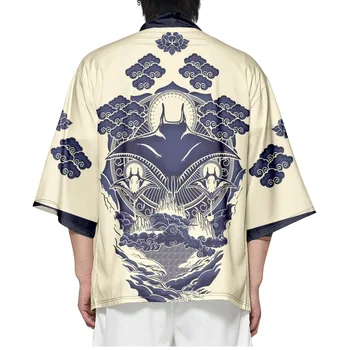 Az Ember Haori Obi Strand Kimonó Japán Ruhát Yukata Szamuráj Jelmez Kardigán Streetwear Kabát