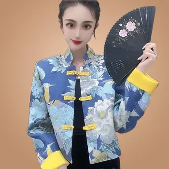 2024 kínai blúz chinoiserie divat bő kardigán megfelelő hanfu kabát női őszi alkalmi napi napi tangsuits póló