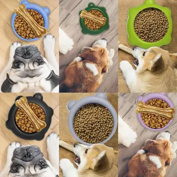 Pet Slow Food Tál Anti-fuldoklik Feeder PP Műanyag Tál Étel Haza Kutya Eszik Lemez Anti-nyelt Etetési Kellékek Kölykök