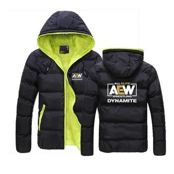 Minden Elit AEW Birkózás 2024 Népszerű Új egyszínű Őszi Téli Férfi Vastag, Kényelmes, Meleg Kabát Kapucnis Pamut, bélelt Kabát