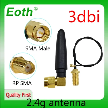 EOTH 1 2db 2.4 g 3dbi antenna sma férfi wlan wifi 2,4 ghz-es antene IPX ipex 1 4 SMA pigtail Hosszabbító Kábelt sok modul antenna