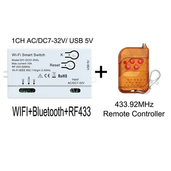 Wifi Smart Switch Ewelink DIY Időzítő+RF433 Távoli 1KRÓN 7-32V 2.4 G Wifi Home Automation Modul Alexa, a Google, Otthon Könnyen Használható