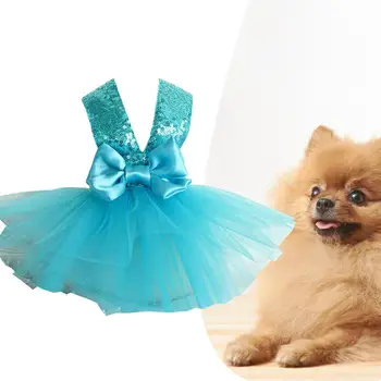 Aranyos Kiskutya Esküvői Ruha Vékony, Nagy Bowknot Kényelmes York-I Ruha Kisállat Macska Ruha Puppy Dress Fotó Kellék