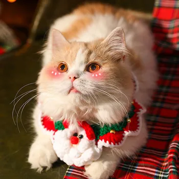 Aranyos Karácsonyi Bowknot Szövet Nyakörv Bell Puha Adjustables Pet Nyak Gallér Macska Kis Kutya Kellékek
