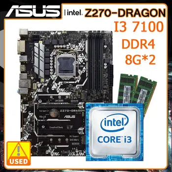 LGA 1151 Alaplap kit ASUS Z270-SÁRKÁNY + I3 7100 CPU+2xDDR4 8G ram Intel Z270 Alaplap Kit USB3.0 PCI-E X16 ATX