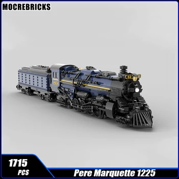 MOC-165958 Város Vasúti Mozdony Pere Marquette 1225-Orient Expressz Épület-Blokk, Szén Pályázati Vonat Kocsik Modell Tégla Játék